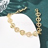 Brass Micro Pave Clear Cubic Zirconia Heart Link Chain Bracelets for Women BJEW-F530-07G-5