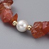 Natural Red Agate/Carnelian Chip Beaded Bracelets BJEW-JB04933-05-2