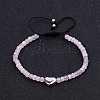 Natural Rose Quartz Braided Bead Bracelets for Women PW-WGAE96F-11-1