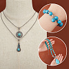   Synthetic Turquoise Pendant Necklace & Stretch Bracelets & Dangle Earrings & Ring Jewelry Sets SJEW-PH0001-13-3