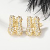 Brass Micro Pave Cubic Zirconia Stud Earrings EJEW-Z091-04G-H-5