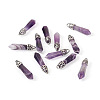 Fashewelry 12Pcs Bullet Natural Amethyst Pointed Pendants G-FW0001-11-2