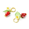Lampwork Strawberry with Plastic Pearl Flower Dangle Leverback Earring X-EJEW-TA00130-7