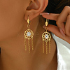 Bohemian Style Stainless Steel Tassel Evil Eye Hoop Earrings for Women BI4782-1