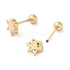 Paw Print Bow Brass Micro Pave Clear Cubic Zirconia Cartilage Earrings EJEW-L289-03G-02-2