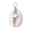 Natural Cowrie Shell Copper Wire Wrapped Shell Shape Pendants PALLOY-JF02938-01-1