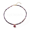 Teardrop Pendant Necklace with Round Beaded Chains NJEW-JN03921-4
