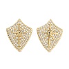 Brass Micro Pave Cubic Zirconia Stud Earrings for Women EJEW-E310-12G-02-1