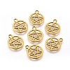 Tibetan Style Alloy Flat Round with Star Charms TIBEP-5248-AG-FF-1