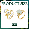 6Pcs Rack Plating Oval Brass Micro Pave Cubic Zirconia Adjustable Solitaire Ring Components KK-DC0005-11-2