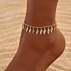 Fashionable Brass Metal Leaf Tassel Anklets for Women GV6429-4