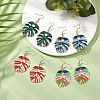 Leaf Alloy Enamel Dangle Earrings EJEW-JE06184-2