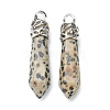 Bullet Natural Dalmatian Jasper Pointed Pendants G-E332-C34-1