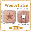 100Pcs Engraved Beech Wood Beads WOOD-PA0001-86A-2