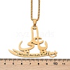 304 Stainless Steel Arabic Pendant Box Chain Necklaces for Women Men NJEW-R013-04G-5