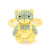 Bear Brass Micro Pave Cubic Zirconia Open Cuff Ring for Women RJEW-U003-23D-G-2