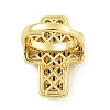 Cross Brass with Cubic Zirconia Open Cuff Rings RJEW-U011-09G-03-3