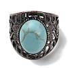 Synthetic Turquoise Oval Adjustable Rings RJEW-K271-06R-24-3