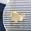 Brass Micro Pave Clear Cubic Zirconia Open Cuff Rings for Women RJEW-M026-02G-03-2