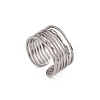 304 Stainless Steel Multi Line Open Cuff Rings for Women RJEW-G285-10P-1