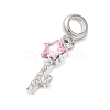 Rack Plating Alloy Light Rose Rhinestone European Dangle Charms PALLOY-S189-41P-2