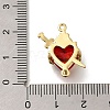 Brass FireBrick Cubic Zirconia Rose Heart with Sword Connector Charms KK-R002-27G-01-3