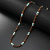 Retro Men's Coconut & Synthetic Turquoise & Shell Heishi Beaded Necklaces OX2630-1-1