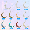 10Pcs Moon Alloy Natural & Synthetic Gemstone Pendants PALLOY-TAC0147-3