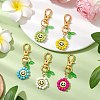 Smiling Face Flower Glass Seed with Acrylic Pendant Decorations HJEW-JM02530-2