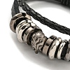 Braided PU Leather & Waxed Cords Triple Layer Multi-strand Bracelets BJEW-P329-10B-AS-2