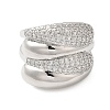 Multi-layer Brass Micro Pave Clear Cubic Zirconia Open Cuff Rings for Women RJEW-A046-16P-2