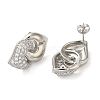 Interlocking Heart Rack Plating Brass Micro Pave Cubic Zirconia Stud Earrings for Women EJEW-O001-04P-2