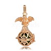 Golden Plated Brass Hollow Round Cage Pendants KK-J251-08G-1