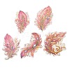 5Pcs 5 Styles Feather Waterproof PET Stickers Sets DIY-B071-03F-1