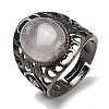 Natural Quartz Crystal Oval Adjustable Rings RJEW-K271-06R-21-2