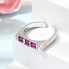 Brass Micro Pave Cubic Zirconia Cuff Open Rings for Women RJEW-L343-02P-05-3