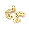 Brass Micro Pave Clear Cubic Zirconia Charms KK-Z044-17B-2