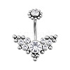 316L Surgical Stainless Steel Cubic Zirconia Wing 15 Gauge Belly Button Rings WG4371E-01-1