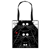 Cartoon Cat Printed Polyester Canvas Women's Tote Bags PW-WG56C06-03-1