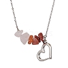 Gradient Color Gemstone Chip & Alloy Pendant Necklaces NJEW-JN05074-4