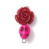 5Pcs 5 Colors Synthetic Coral & Turquoise Dyed Flower Skull Connector Charms PALLOY-JF02783-3