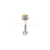 316 Surgical Stainless Steel Flat Round Cubic Zirconia Eyebrow Curved Barbell Rings WG43657-03-1