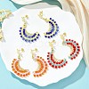 Moon Handmade Glass Seed Beads Dangle Stud Earrings EJEW-MZ00360-1