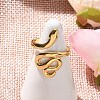 304 Stainless Steel Snake Open Cuff Rings for Women RJEW-Z077-01G-09-2