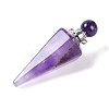 Natural Amethyst Faceted Cone Openable Perfume Bottle Big Pendants G-L524-18P-10-2