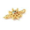 Brass Micro Pave Cubic Zirconia Connector Charms KK-U053-14G-2