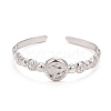 304 Stainless Steel Flat Round Open Cuff Ring for Women RJEW-C025-26P-3