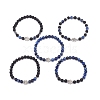 5Pcs 5 Style Natural Lava Rock & Sodalite Stretch Bracelets Set with Alloy Hamsa Hand Beaded BJEW-JB08737-4