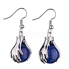 Natural Dyed Lapis Lazuli Palm Dangle Earrings EJEW-A092-09P-15-3