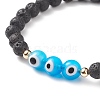 7Pcs 7 Color Natural Lava Rock & Lampwork Evil Eye Braided Bead Bracelets Set BJEW-JB08865-5